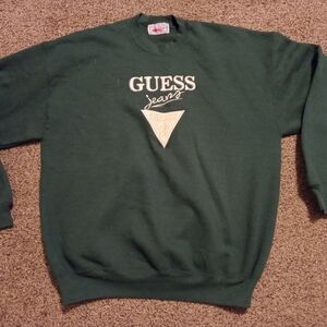 Vintage 90s Guess Crew Neck Green Sweater SZ XL Mens